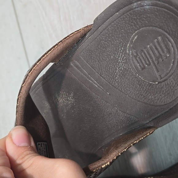 Fitflop Women Lulu T strap Leather Slide Wedge Sandals shoes sz 8 - Picture 8 of 11